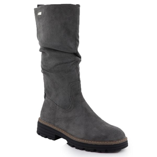 Kozaki damskie ocieplane marszczone szary M.Daszyński SA259-3. Szare kozaki M.Daszyński, bez wzorów, ze skóry ekologicznej, eleganckie, bez obcasa, bez zapięcia. Za 173.98 zł.