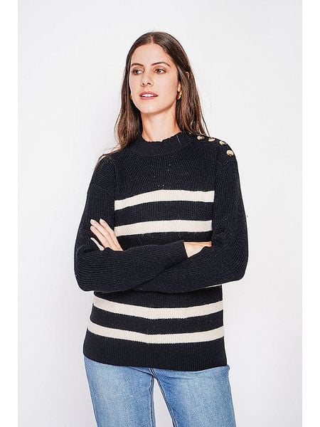 C& Jo Sweter w kolorze czarno-białym rozmiar: 42. Białe swetry C& Jo, bez wzorów, ze splotem, klasyczne, bez ramiączek. Za 121.99 zł.