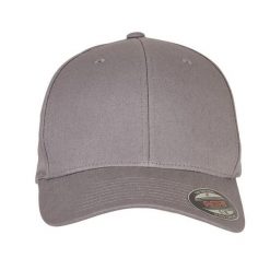 Czapka Z Daszkiem Z Bawełnianego Twillu. Szare czapki z daszkiem FLEXFIT, bez wzorów, z bawełny. Za 84.99 zł.