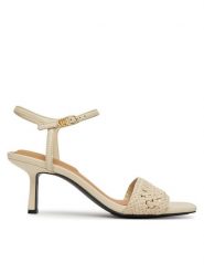 Tommy Hilfiger Sandały Crochet Lthr Kitten Sandal FW0FW08587 Beżowy. Brązowe sandały Tommy Hilfiger, bez wzorów, ze skóry, bez obcasa, na szpilce, bez zapięcia. Za 349.99 zł.