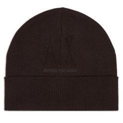 Czapka Armani Exchange. Brązowe czapki zimowe Armani Exchange, bez wzorów. Za 264.99 zł.