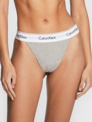 Calvin Klein Underwear Stringi 000QF7013E Szary. Szare stringi Calvin Klein Underwear, bez wzorów. Za 59.99 zł.