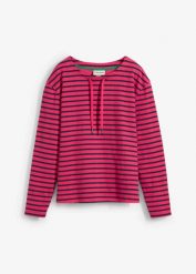 Bluza ze strukturalnego materiału. Czerwone bluzy bonprix, bez wzorów, bez ramiączek, bez kaptura. Za 109.99 zł.