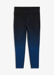 Legginsy bezszwowe w cieniowanym kolorze, szybkoschnące. Niebieskie legginsy bonprix, bez wzorów. Za 54.99 zł.