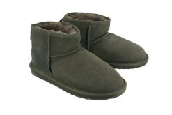 EMU AUSTRALIA W10937 Stinger Micro charcoal, botki damskie. Szare botki Emu Australia, bez wzorów, ze skóry, bez obcasa, bez zapięcia. Za 535.92 zł.