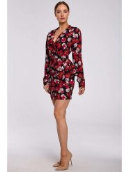 Made of emotion Sukienka w kolorze granatowo-czerwonym rozmiar: M. Czerwone sukienki Made Of Emotion, m, bez wzorów, bez kołnierzyka, bez ramiączek, mini, kopertowe. Za 114.17 zł.
