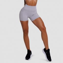 Szorty damskie fitness slim z wysoką talią szare FIT. Szare szorty sportowe GYMBEAM, bez wzorów, z elastanu, do biegania. Za 83.90 zł.