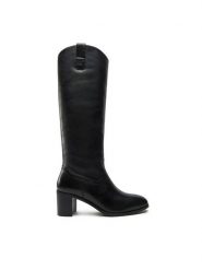 Lauren Ralph Lauren Kozaki 802937812001 Czarny. Czarne kozaki Lauren Ralph Lauren, bez wzorów, ze skóry, bez obcasa, na słupku, bez zapięcia. Za 1,399.00 zł.