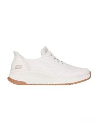Buty sportowe damskie Skechers Slip-Ins Bobs Squad. Białe buty treningowe Skechers, bez wzorów, ze skóry, bez zapięcia. Za 299.99 zł.