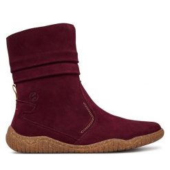 Botki Josef Seibel. Czerwone botki Josef Seibel, bez wzorów, bez obcasa, na płaskiej podeszwie, bez zapięcia. Za 599.99 zł.