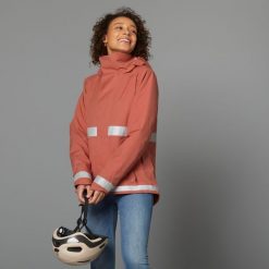 Ciepła kurtka przeciwdeszczowa na rower miejski damska Btwin 540 odblaskowa. Brązowe kurtki B'TWIN, m, bez wzorów, z tkaniny, bez kaptura, rowerowe. Za 399.99 zł.