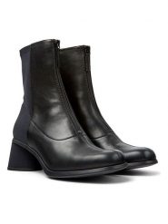 Camper Skórzane botki w kolorze oliwkowo-czarnym rozmiar: 37. Brązowe botki Camper, bez wzorów, z materiału, eleganckie, bez obcasa, bez zapięcia. Za 425.45 zł.