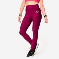 Legginsy fitness damskie Domyos edycja limitowana "Bougeons en rose". Fioletowe legginsy DOMYOS, bez wzorów, z elastanu, sportowe. Za 69.99 zł.