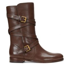 Botki LAUREN RALPH LAUREN. Brązowe botki Lauren Ralph Lauren, bez wzorów, bez obcasa, na płaskiej podeszwie, bez zapięcia. Za 899.99 zł.