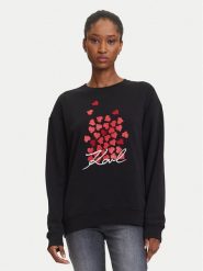 KARL LAGERFELD Bluza A3W20006 Czarny Regular Fit. Czarne bluzy KARL LAGERFELD, l, bez wzorów, z bawełny, bez ramiączek, bez kaptura. Za 679.99 zł.