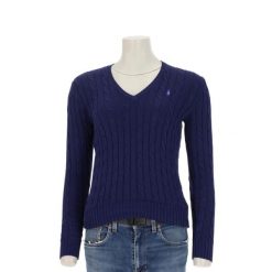 Second life - Sweter damski Polo Ralph Lauren z warkoczowym splotem - Jak nowy. Niebieskie swetry Ralph Lauren, l, bez wzorów, z dzianiny, eleganckie, bez ramiączek. Za 255.56 zł.