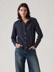 Levi's Bluzka w kolorze granatowo-białym rozmiar: XS. Niebieskie bluzki Levi's, s, bez wzorów, z bawełny, bez kołnierzyka, bez ramiączek. Za 104.89 zł.