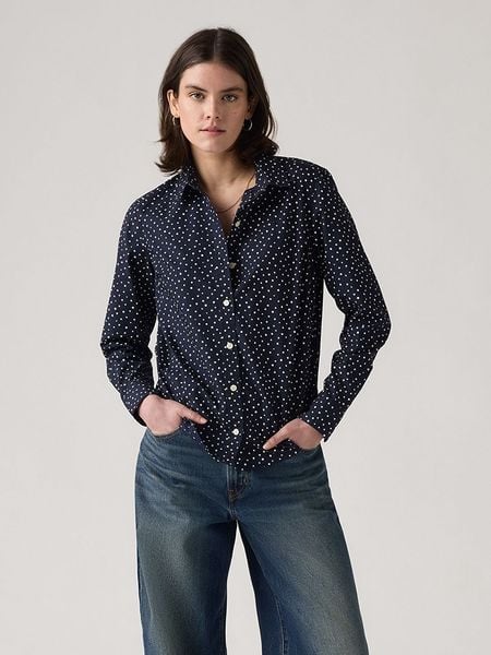 Levi's Bluzka w kolorze granatowo-białym rozmiar: S. Niebieskie bluzki Levi's, s, bez wzorów, z bawełny, bez kołnierzyka, bez ramiączek. Za 149.66 zł.