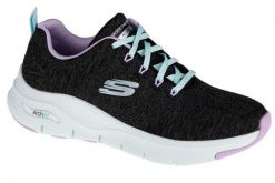 Buty sportowe Sneakersy damskie, Skechers Arch Fit Comfy Wave. Czarne buty treningowe Skechers, bez wzorów, z materiału, przed kostkę, bez zapięcia, trekkingowe. Za 515.15 zł.