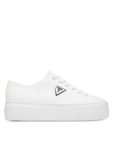 Guess Trampki FLTJO2 FAB12 Biały. Białe trampki Guess, z aplikacjami, z materiału, bez zapięcia. Za 229.99 zł.