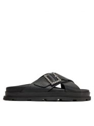 Pollini Klapki SA28164G1ITD0000 Czarny. Czarne klapki Pollini, bez wzorów, ze skóry, bez obcasa, bez zapięcia. Za 1,569.00 zł.