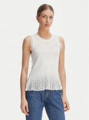 Rinascimento Bluzka CFM0012241003 Biały Slim Fit. Białe bluzki Rinascimento, m, bez wzorów, z syntetyku, bez kołnierzyka, bez ramiączek. Za 279.99 zł.