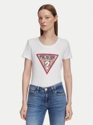 Guess T-Shirt W6YI25 K4344 Biały Slim Fit. Białe t-shirty Guess, xl, z aplikacjami, z bawełny, bez kołnierzyka, bez ramiączek. Za 194.99 zł.