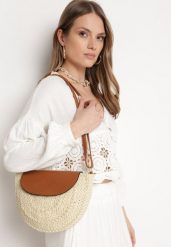 Jasnobeżowa Torebka Boho z Plecionki z Klapką i Paskiem z Imitacji Skóry Varya. Brązowe torebki klasyczne Born2be, bez wzorów, z jeansu, boho, bez dodatków. W wyprzedaży za 101.99 zł.