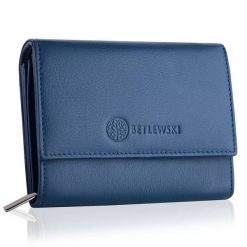 Portfel damski BETLEWSKI BPD-SS-11 NIEBIESKI. Niebieskie portfele Betlewski, bez wzorów, ze skóry. Za 139.00 zł.