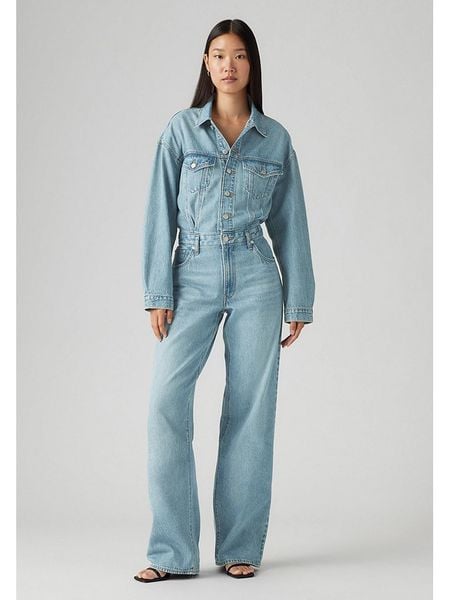 Levi's Kombinezon dżinsowy w kolorze błękitnym rozmiar: S. Niebieskie kombinezony Levi's, s, bez wzorów, z bawełny, bez kołnierzyka, bez ramiączek. Za 242.13 zł.