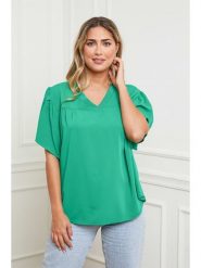 Plus Size Company Bluzka w kolorze zielonym rozmiar: 42. Zielone bluzki Plus Size Company, plus size, bez wzorów, klasyczne, bez kołnierzyka, plus size, bez ramiączek. Za 56.79 zł.