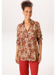 Aniston Bluzka w kolorze brązowo-beżowym rozmiar: 36. Brązowe bluzki Aniston, bez wzorów, z wiskozy, bez kołnierzyka, bez ramiączek. Za 173.99 zł.