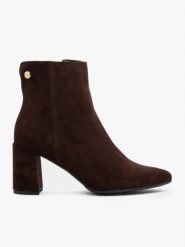 Bordowe botki na szpilce. Czerwone botki Brawo sp. z o.o., bez wzorów, ze skóry, biznesowe, za kostkę, bez obcasa, na obcasie, bez zapięcia. Za 499.99 zł.