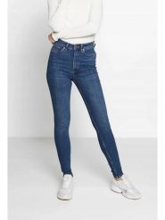 Monki Dżinsy - Slim fit - w kolorze niebieskim rozmiar: W25. Niebieskie jeansy Monki, bez wzorów, klasyczne, z podwyższonym stanem. Za 43.99 zł.