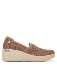 Skechers Półbuty Martha Stewart: Pier-Lite - My Reflection 188019/MOC Brązowy. Brązowe półbuty wsuwane Skechers, bez wzorów, z materiału, bez obcasa, na koturnie. Za 339.99 zł.