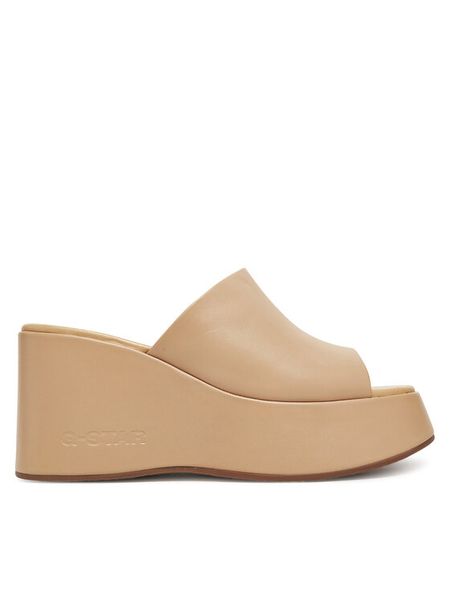 G-Star Raw Klapki FARI-118925 Beżowy. Brązowe klapki G-Star Raw, bez wzorów, ze skóry, retro, bez obcasa, bez zapięcia. Za 439.99 zł.