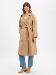 Weekend Max Mara płaszcz wełniany Kobiety wełna ze strzyży beżowy, 38. Brązowe płaszcze Weekend Max Mara, bez wzorów, z wełny, biznesowe, bez kaptura. Za 3,599.95 zł.
