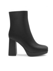 JENNY Botki NOEMIE LS5830-04B Czarny. Czarne botki Jenny, bez wzorów, z tworzywa sztucznego, bez obcasa, na słupku, bez zapięcia. Za 89.99 zł.