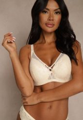 Jasnobeżowy Biustonosz z Koronki z Sercem z Cyrkonii Adrievianna. Brązowe biustonosze Renee, bez wzorów, z koronki. Za 39.99 zł.