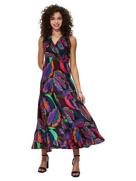 Aller Simplement Sukienka w kolorze czarnym ze wzorem rozmiar: 38/40. Czarne sukienki Aller Simplement, bez wzorów, z bawełny, klasyczne, bez kołnierzyka, bez ramiączek, maxi. Za 118.01 zł.