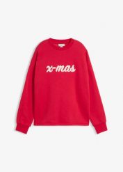 Bluza oversize z mieszanki bawełny. Czerwone bluzy bonprix, bez wzorów, z bawełny, bez ramiączek, bez kaptura. Za 109.99 zł.