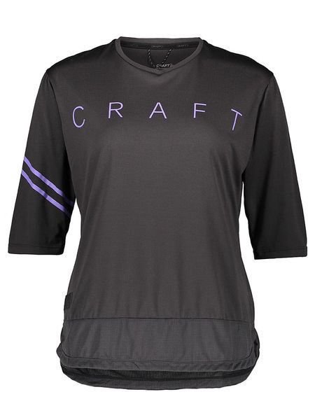 Craft Koszulka kolarska "Core Offroad" w kolorze antracytowo-fioletowym rozmiar: M. Czarne t-shirty sportowe Craft, m, bez wzorów, z materiału, bez ramiączek, rowerowe. Za 105.14 zł.