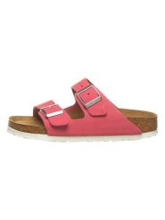 Birkenstock Skórzane klapki "Arizona" w kolorze różowym rozmiar: 39. Różowe klapki Birkenstock, bez wzorów, klasyczne, z otwartym noskiem, bez obcasa, bez zapięcia. Za 274.75 zł.