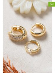 Lodie Silver Pozłacane kolczyki-kreole (3 szt.) rozmiar: onesize. Szare kolczyki Lodie Silver, z cyrkonią, metalowe. Za 39.99 zł.