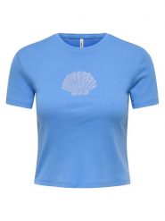 ONLY T-Shirt Kira 15346419 Niebieski Regular Fit. Niebieskie t-shirty ONLY, m, bez wzorów, z bawełny, bez kołnierzyka, bez ramiączek. Za 64.99 zł.