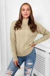 Sweter wkładany przez głowę jasny beżowy. Brązowe swetry KESI, l, bez wzorów, z wełny, plus size, bez ramiączek. Za 150.97 zł.