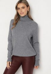 Szary Klasyczny Golf z Wiskozą i Bawełną Lerella. Szare swetry Born2be, l, bez wzorów, z bawełny, biznesowe, plus size, bez ramiączek. W wyprzedaży za 59.49 zł.
