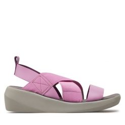 Sandały Fly London. Czerwone sandały Fly London, bez wzorów, bez obcasa, na koturnie, bez zapięcia. Za 539.99 zł.