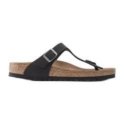 Klapki Birkenstock Gizeh Bs W 1020380 czarne. Czarne klapki bez wzorów, z materiału, klasyczne, bez obcasa, bez zapięcia. Za 717.29 zł.