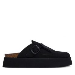 Klapki D.Franklin. Czarne klapki D.Franklin, bez wzorów, bez obcasa, bez zapięcia. Za 569.99 zł.